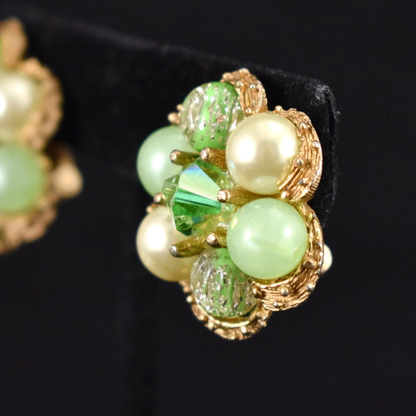 Lime Pearl & Bead Vintage Earrings Cats Like Us