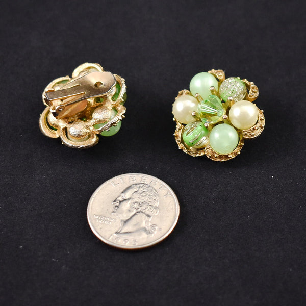 Lime Pearl & Bead Vintage Earrings Cats Like Us