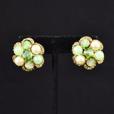 Cats Like Us Lime Pearl and Bead Vintage Earrings