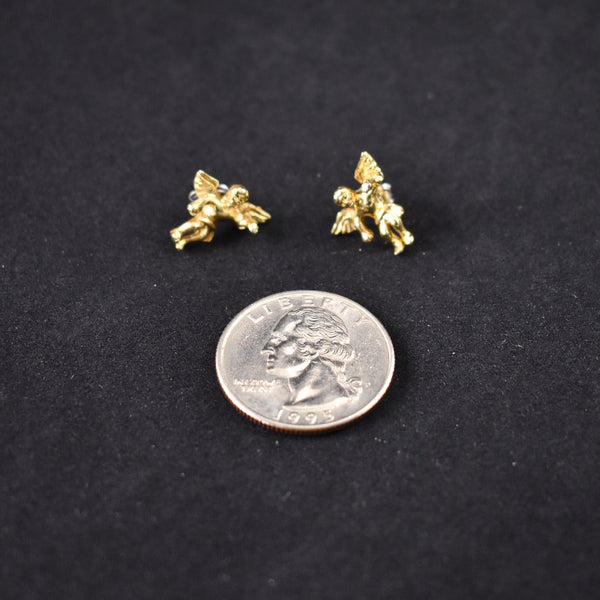 Little Gold Cupid Vintage Earrings Cats Like Us