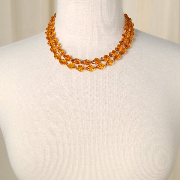 Long Amber Bead Necklace Cats Like Us