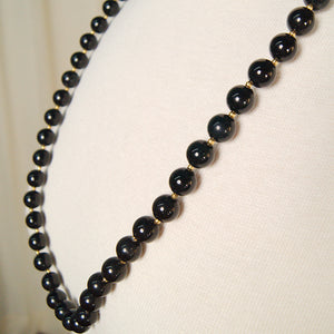 Long Black Bead Necklace Cats Like Us