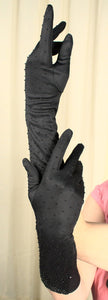 Long Black Beaded Gloves Cats Like Us