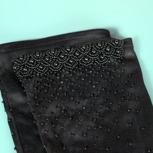 Long Black Beaded Gloves Cats Like Us