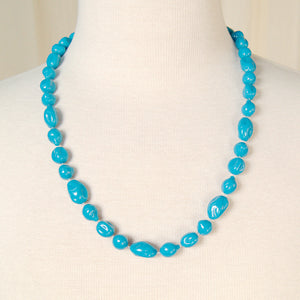 Long Blue Bead Necklace Cats Like Us