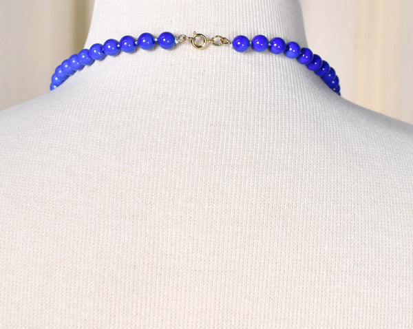 Long Bright Blue Bead Necklace Cats Like Us