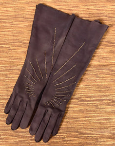 Long Brown Vintage Beaded Gloves Cats Like Us