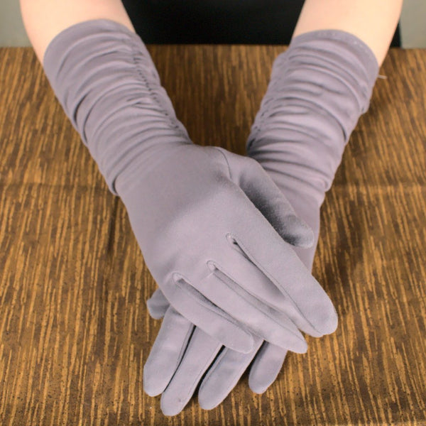 Long Charcoal Ruched Gloves Cats Like Us