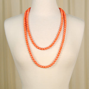 Long Coral Bead Necklace Cats Like Us