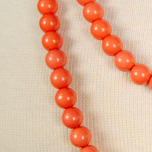Long Coral Bead Necklace Cats Like Us