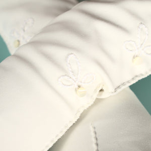 Long White Button & Leaf Gloves Cats Like Us