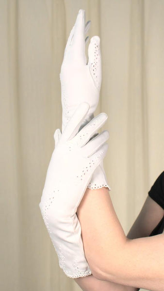 Long White Eyelet Gloves Cats Like Us