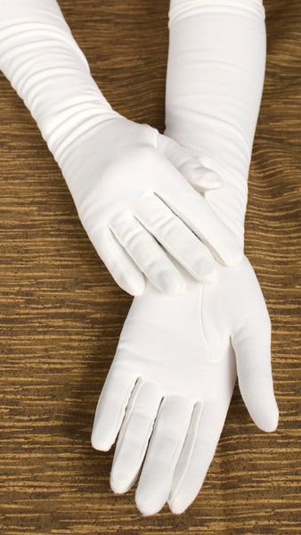 Long White Plain Gloves Cats Like Us