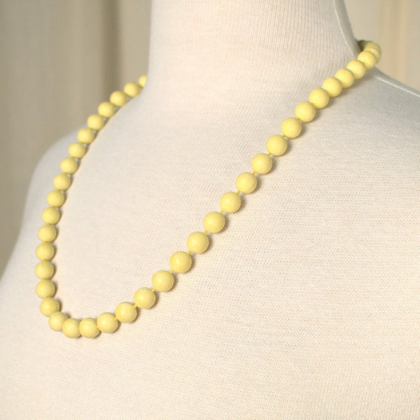 Long Yellow Bead Necklace Cats Like Us