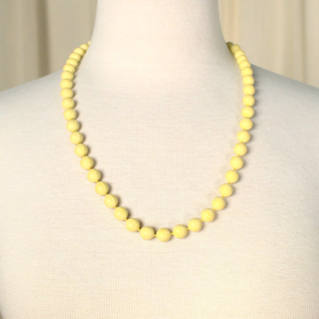 Long Yellow Bead Necklace Cats Like Us