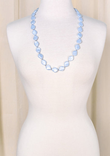 Lt Blue Abstract Bead Vintage Necklace Cats Like Us