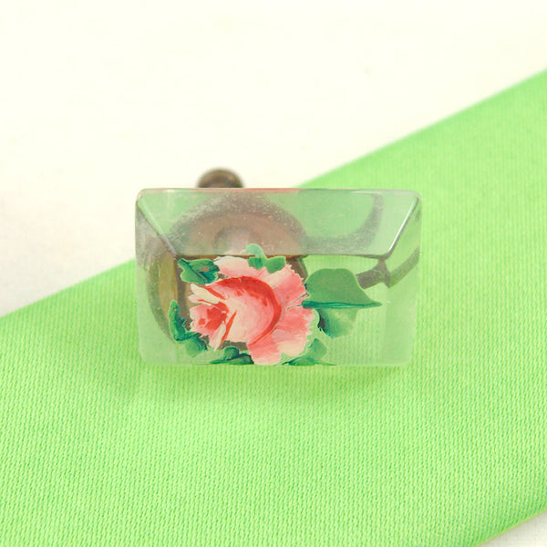 Lucite Rose Pin & Earring Set Cats Like Us