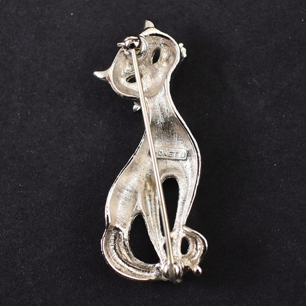 MCM Textured Silver Cat Brooch Cats Like Us