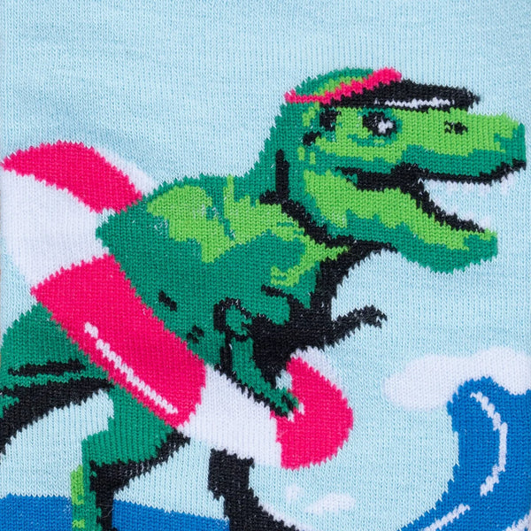Dinos Gone Wild at the Beach Crew Socks