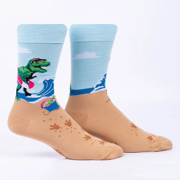 Dinos Gone Wild at the Beach Crew Socks