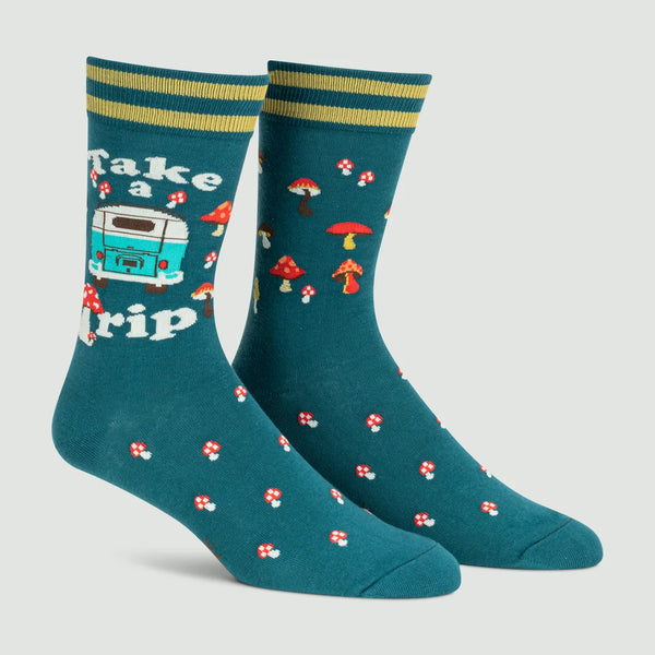Take a Trip Camping Mushroom Crew Socks