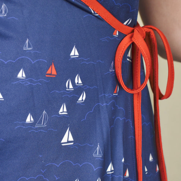 Marina Sailboats Wrap Dress Cats Like Us