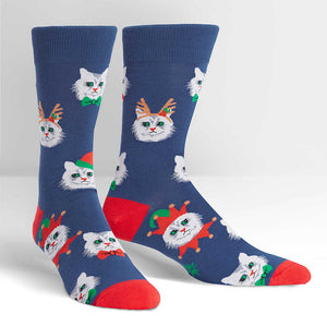 Mens Santa Claws Cat Crew Socks Cats Like Us