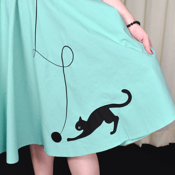 Minty Black Kitty Swing Skirt Cats Like Us