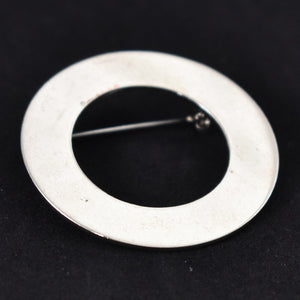 Modernist Silver Circle Vintage Brooch Cats Like Us