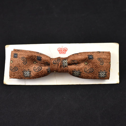 NOS 1950s Brown Paisley Bow Tie Cats Like Us
