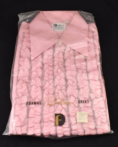 NOS 1970s Pink Ruffled Shirt 32 Cats Like Us