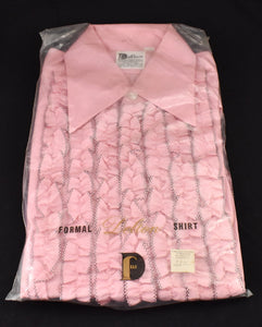 NOS 1970s Pink Ruffled Shirt 33 Cats Like Us