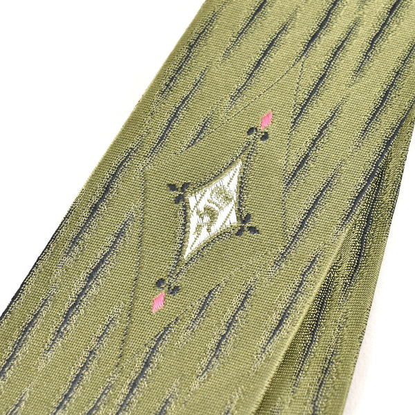 NOS 60s Olive Green Diamond Vintage Tie Cats Like Us