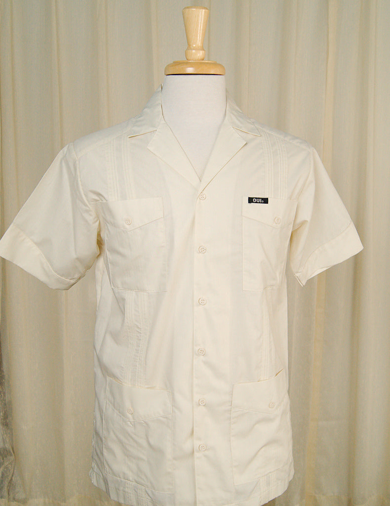 NOS 70s does 1950s Guayabera Shirt Cats Like Us