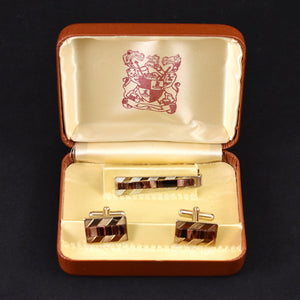 NOS Inlaid Cuff Links & Tie Bar Cats Like Us