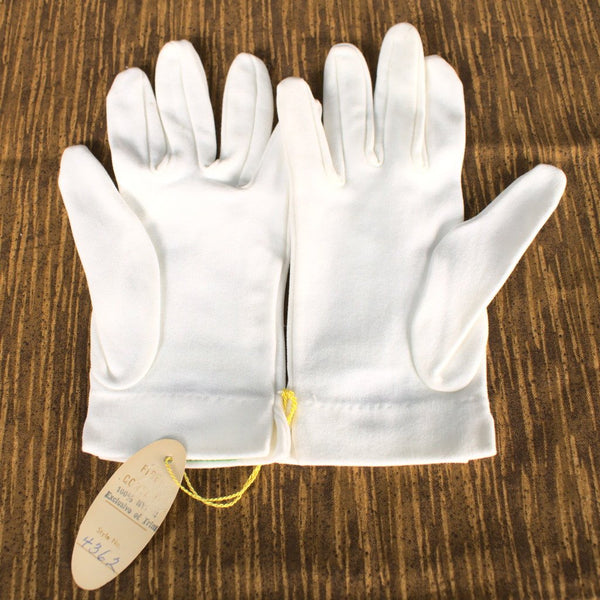 NOS Short White Gloves w Grn Square Cats Like Us