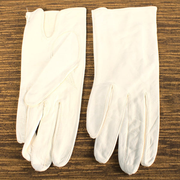 NOS Short White Leather Gloves Cats Like Us