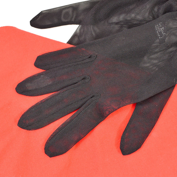 NOS Vintage Black Sheer Ruffle Gloves Cats Like Us
