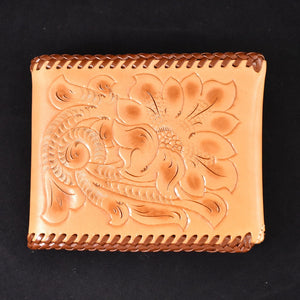 NOS Vintage Floral Hand Tooled Wallet Cats Like Us