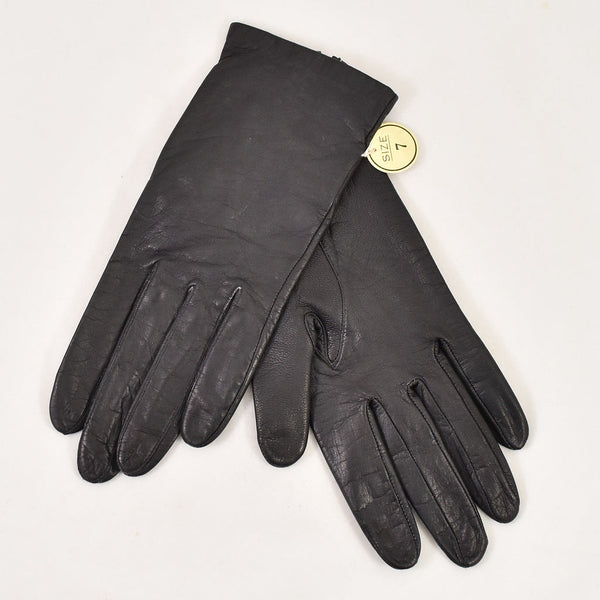 NOS Vintage Short Black Leather Gloves Cats Like Us