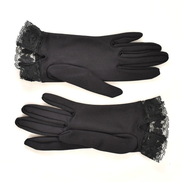 NWOT Short Black Lace Trimmed Vintage Gloves Cats Like Us