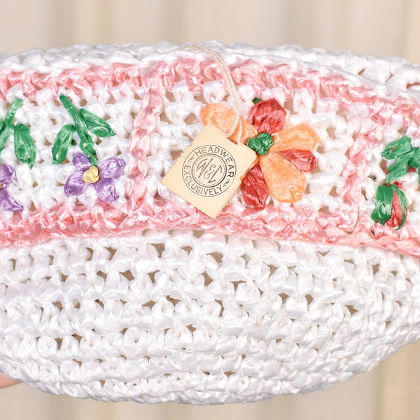 NWT 1950s Raffia Crocheted Hat Cats Like Us