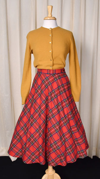 NWT 1950s Style Red Plaid Swing Skirt Cats Like Us