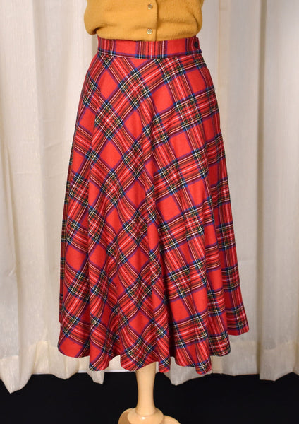 NWT 1950s Style Red Plaid Swing Skirt Cats Like Us