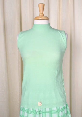 NWT 1960s Vintage Mint Mock Neck Top Cats Like Us
