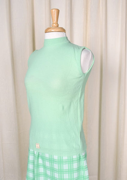 NWT 1960s Vintage Mint Mock Neck Top Cats Like Us