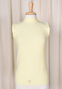 NWT 1960s Vintage Yellow Mock Neck Top Cats Like Us