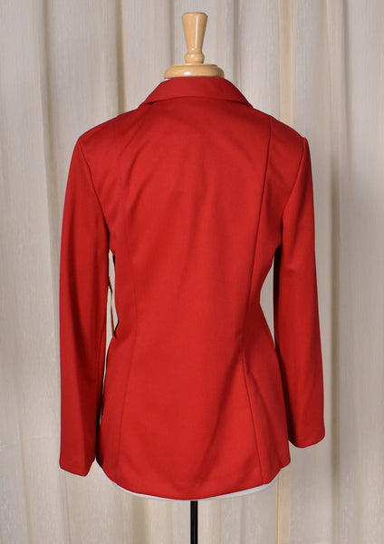 NWT 1970s Vintage Red Polyester Blazer Jacket Cats Like Us