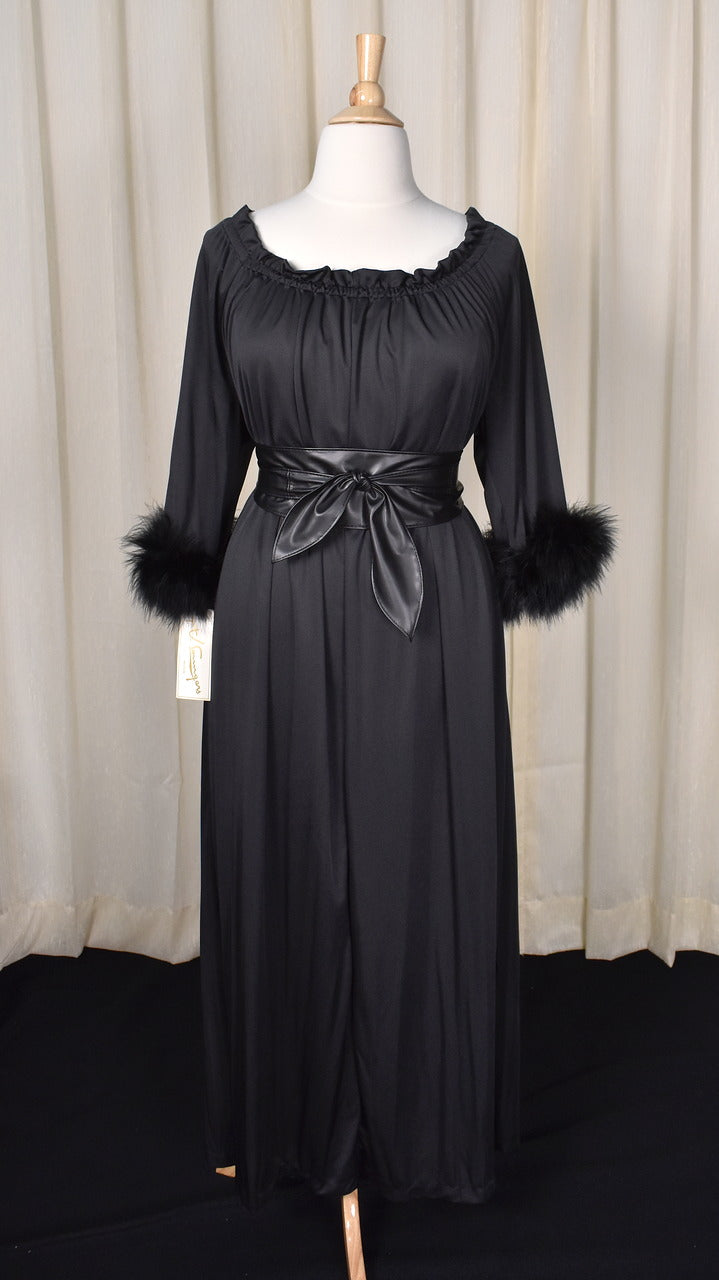 NWT 1980s LBD Feather Trim Dress Cats Like Us