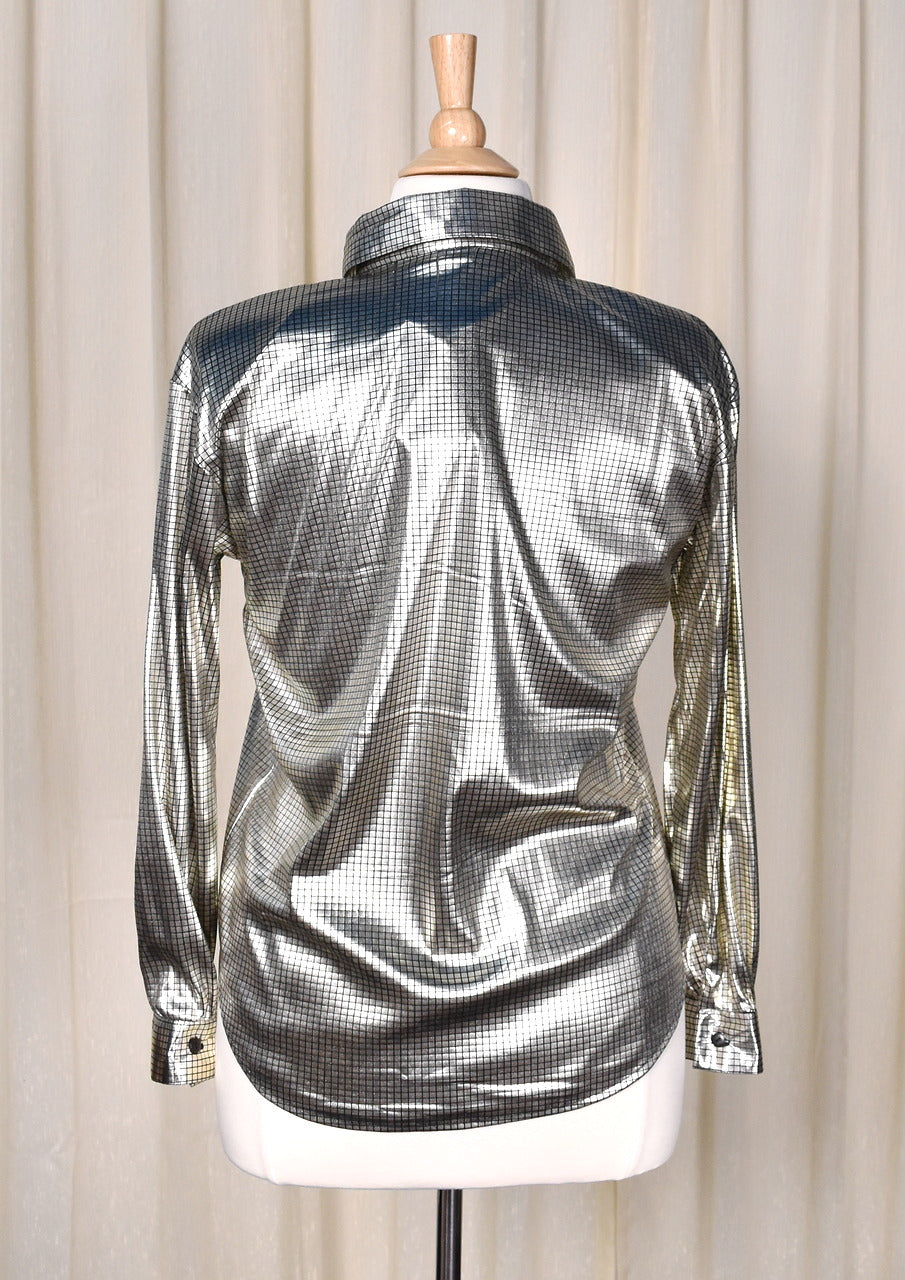 NWT 1980s Shiny Silver Square Blouse – Cats Like Us NWT 1980s Shiny Silver Square Blouse – Cats Like Us